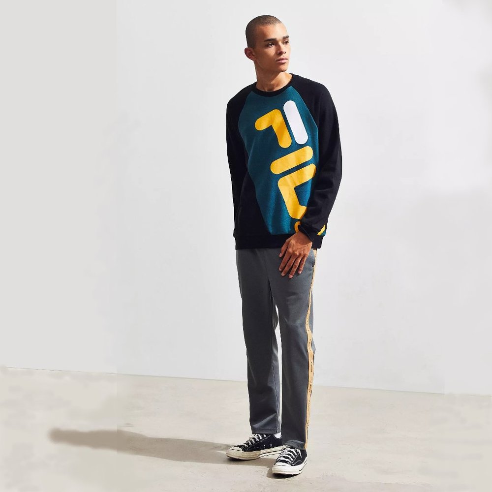 FILA Black Line Emmett Logo Panel Sweatshirt In Black Sz 5XL